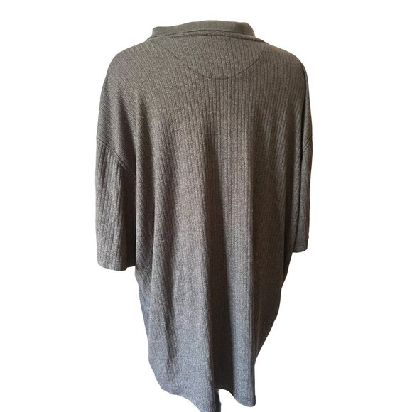 George Ribbed Short Sleeve Polo Shirt Sz 3XL Mens Grey Collared Slinky Material - Picture 2 of 10